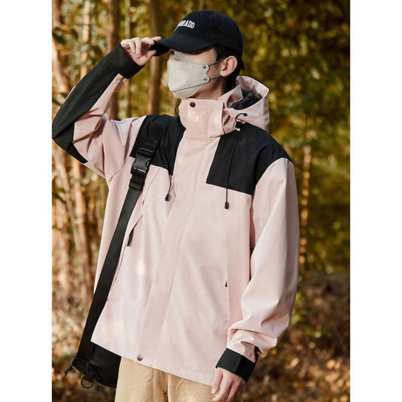 Spring Autumn New Outdoor Splicing Color Contrast For Couples, Windproof, Waterproof, Loose, Thin, Men's And Women's_voghion.com