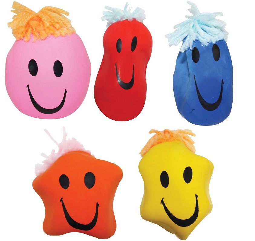 2 Pieces Smiley Face Stress Ball Squishy coloured balls with smiley Random Color