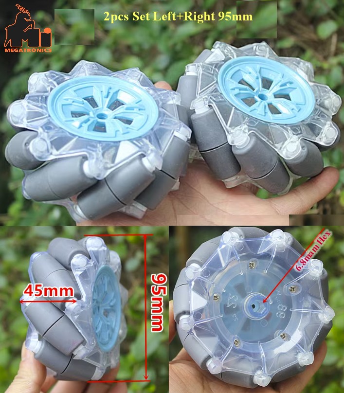 Pair Pair Left+Right 95mm Mecanum wheel omnidirectional universal tyre smart car robot tyre