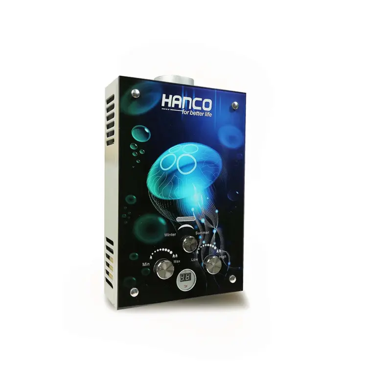 Hanco Instant Water Heater Imported - Tempered Glass Geyser 7 litre - Gas  Type NG or LPG