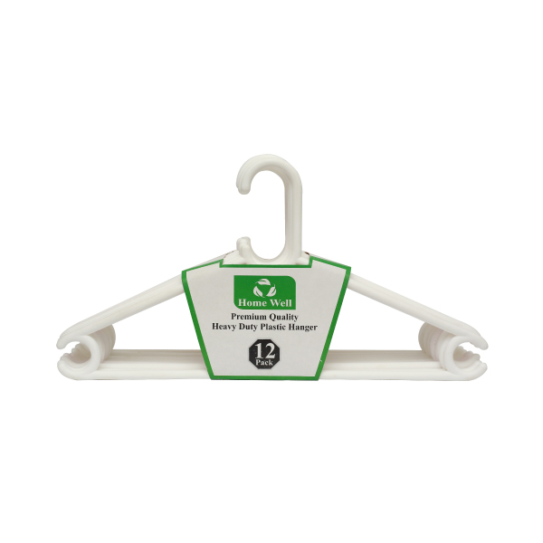 Pack Of 12 Heavy-Duty Plastic Hangers Premium Quality Ultra-Durable Space-Saving Clothes Hangers