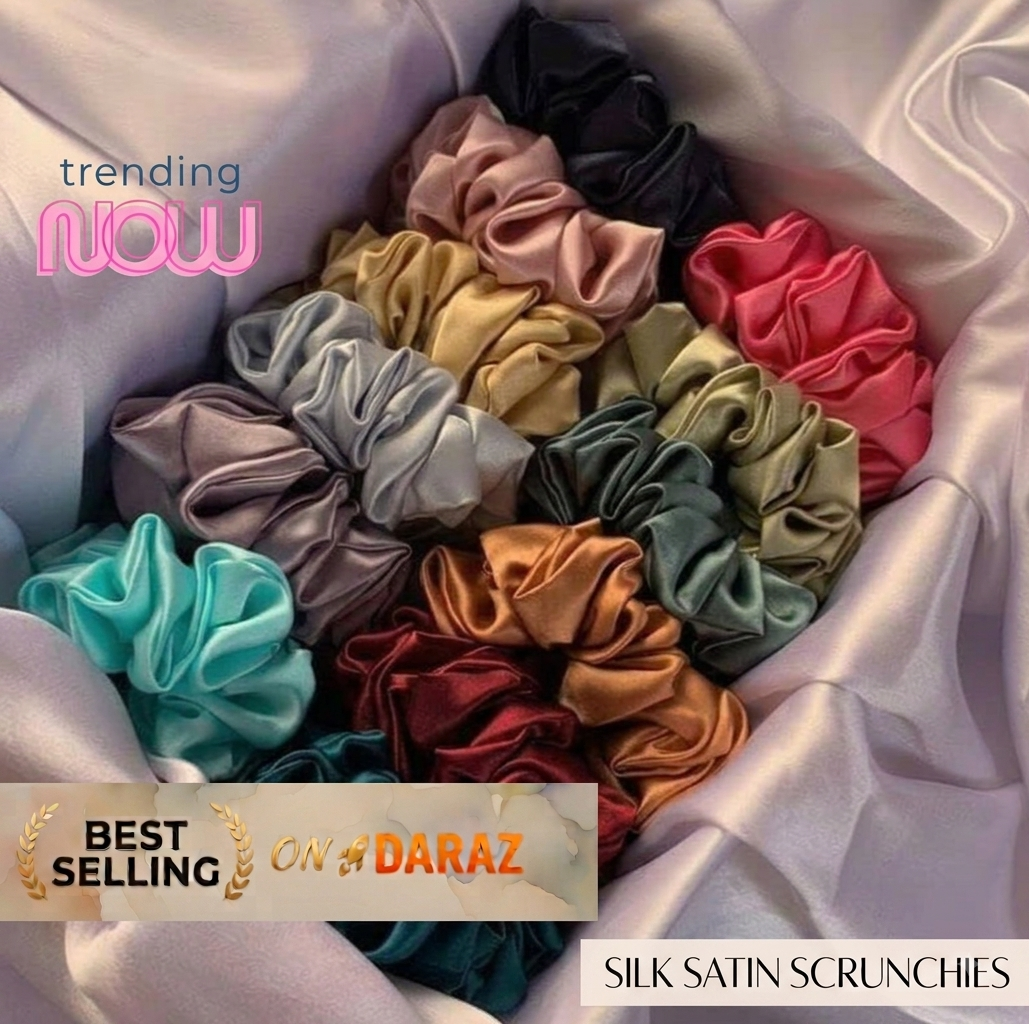 Pack of 10 and 5 Premium Silk Scrunchies for Girls – Soft Stretchable Silk Poni , Hair Poni Scrunchies, Stretchable Hair Scrunchies, Hair Ties & Rubber Bands for Daily Use, Ponytail & Bun Hairstyling