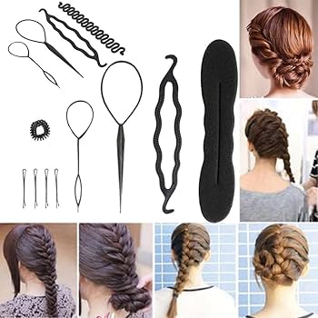 PACK Of 6,Black Braider Hair Style twister hair band headband Double Bangs Hairstyle Hairpin, Braids Tools with Zig Zag Pony Tail Makers Professional Braids Tools Hair Styling Kits For Women Girls Hair Accessories