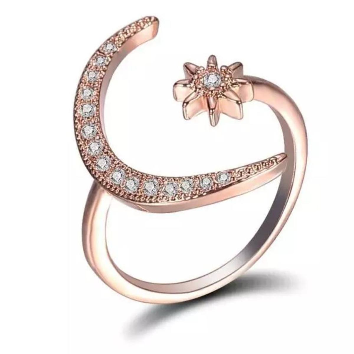 Trendy Star Moon Fashionable Crystal Ring for Women