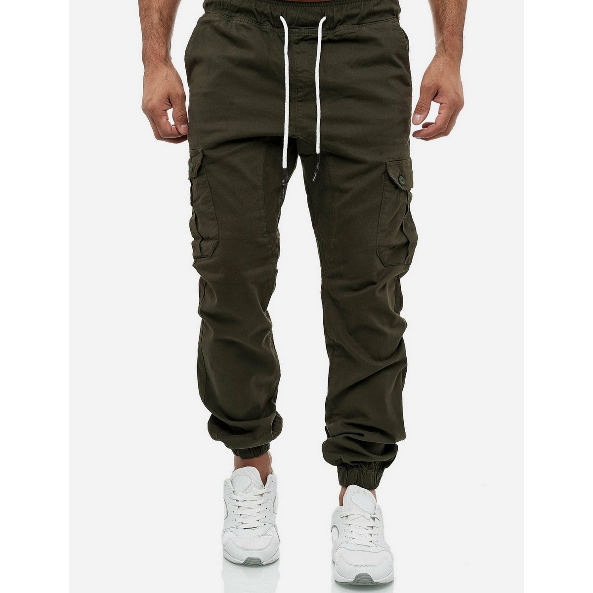 HashBack Men's Cargo Jogger Trousers Multicolor Cotton Summer 6-Pocket Elasticated Bottom Stylish Fit