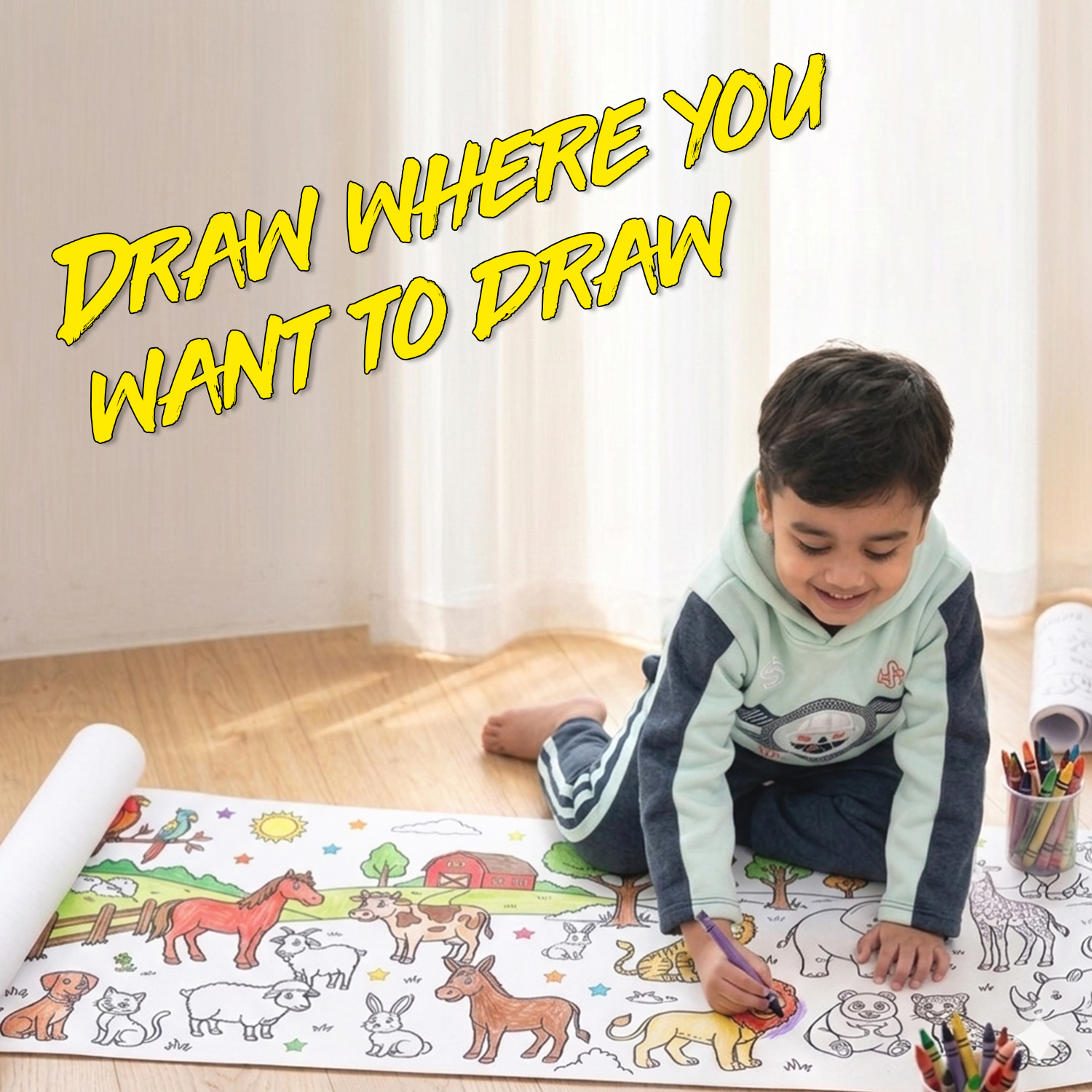 Kids Drawing Roll Coloring Paper 150x33CM Color Filling Graffiti Paper for Kids Wall Painting Paper Educational Toy