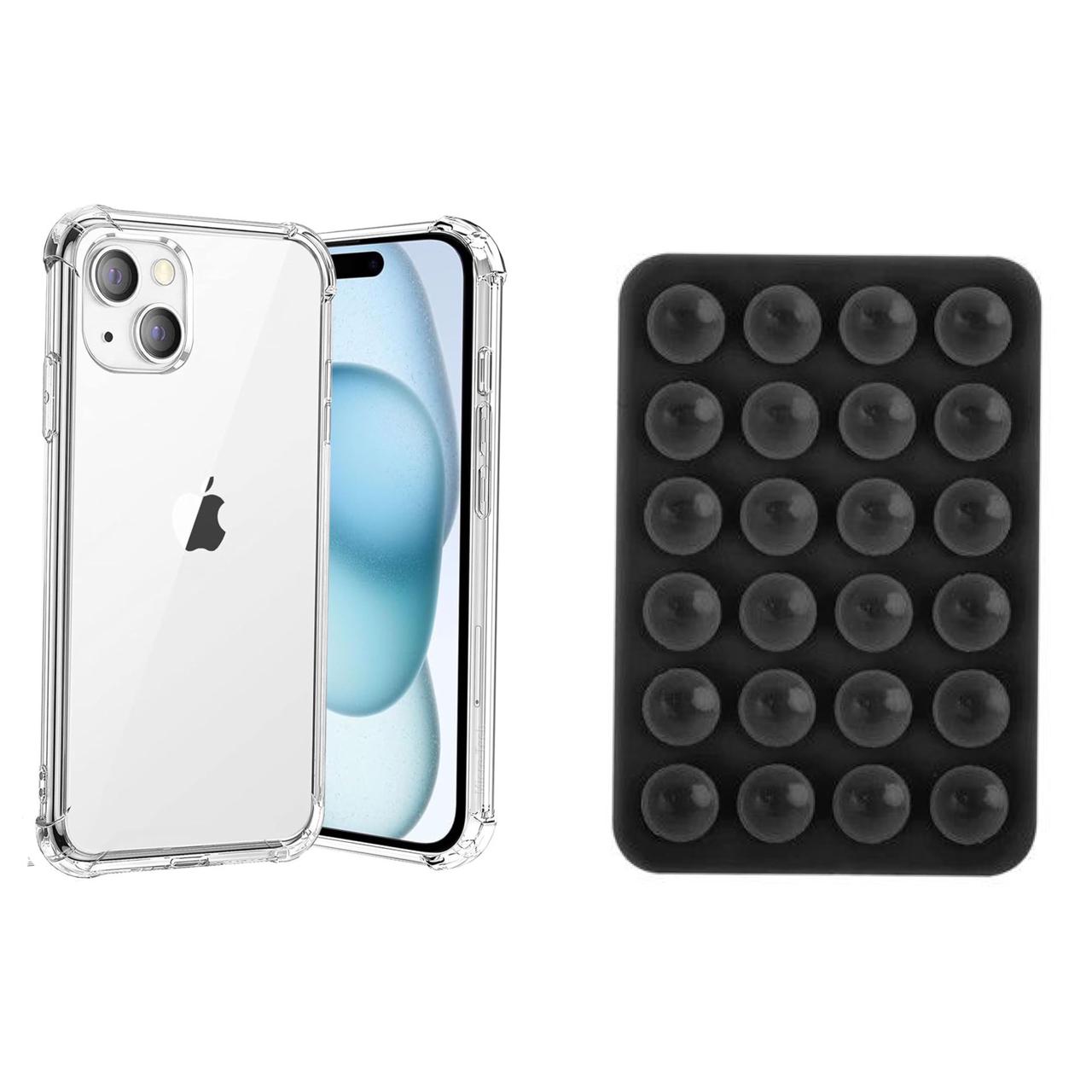 Jelly Case And Silicone Suction Pad For iP 16ProMax, 16Pro, 16, 15ProMax, 15Pro, 15, 14ProMax, 14Pro, 14, 13ProMax, 13Pro, 13, 12ProMax, 12Pro, 12, 11ProMax, 11Pro, 11, Xmax, X/XS Shock proof Jelly Case For iP And Phone Holder Premium Quailty