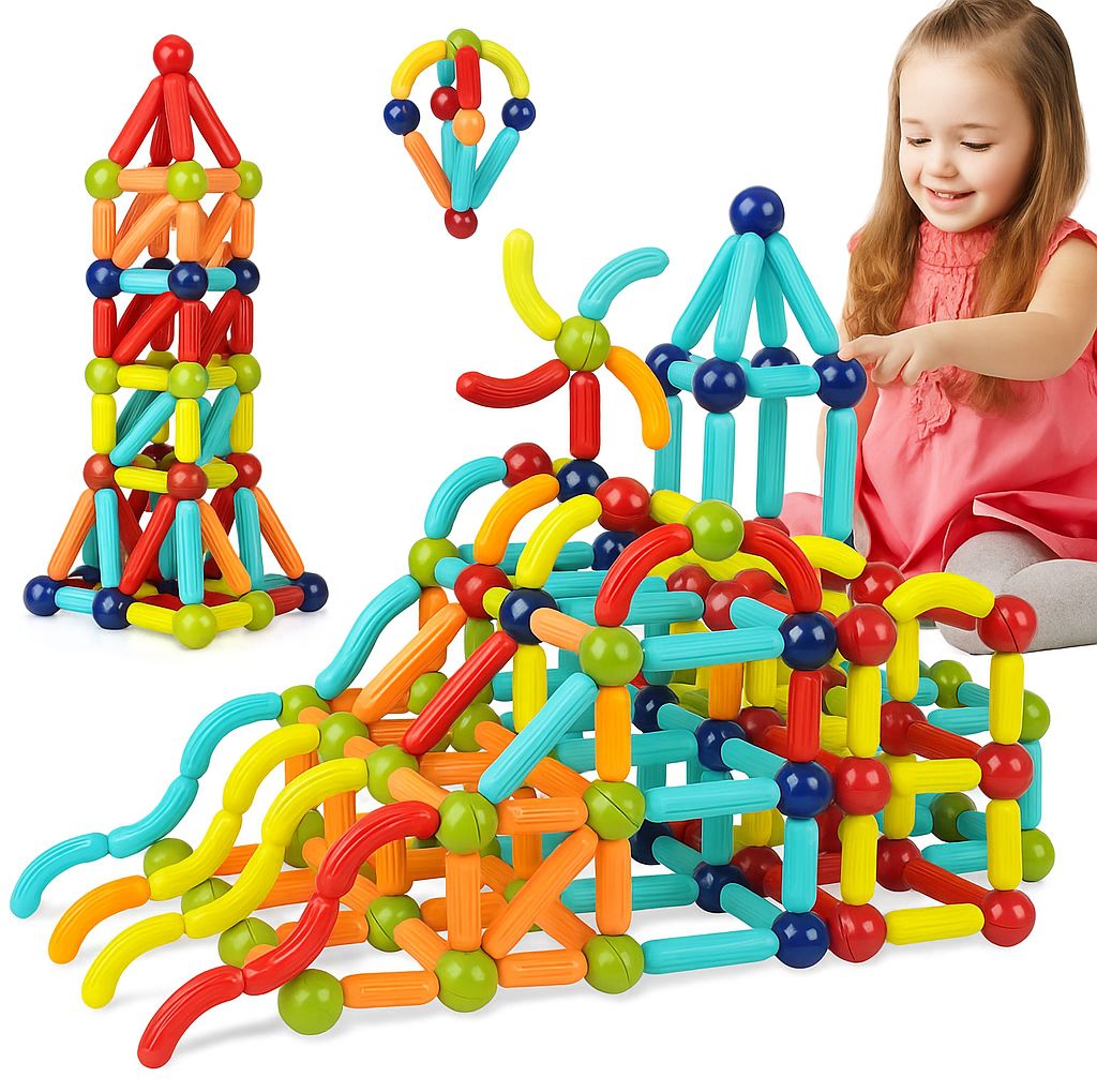 Colorful STEM Magnetic Building Blocks Set for Kids - Educational Stacking Toy for Girls & Boys 3+ Years