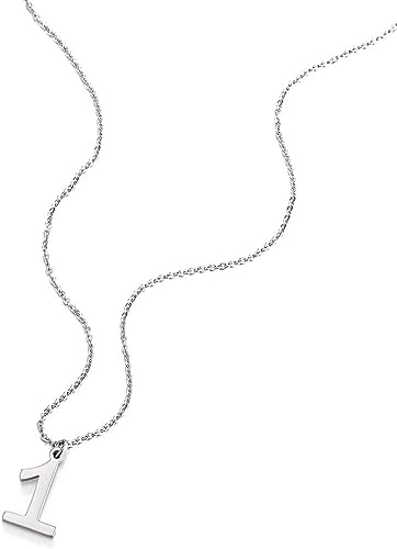 Number 1 Stainless Steel Pendant Necklace with Chain For Men