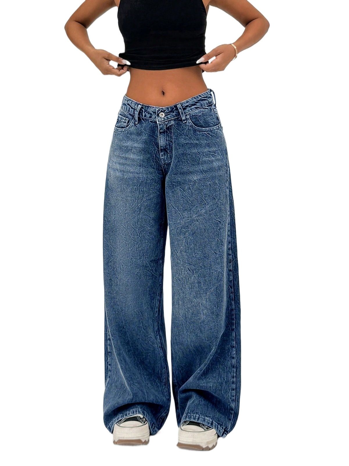 Wide Leg Baggy Relaxed Straight Loose Bottom denim jeans pants