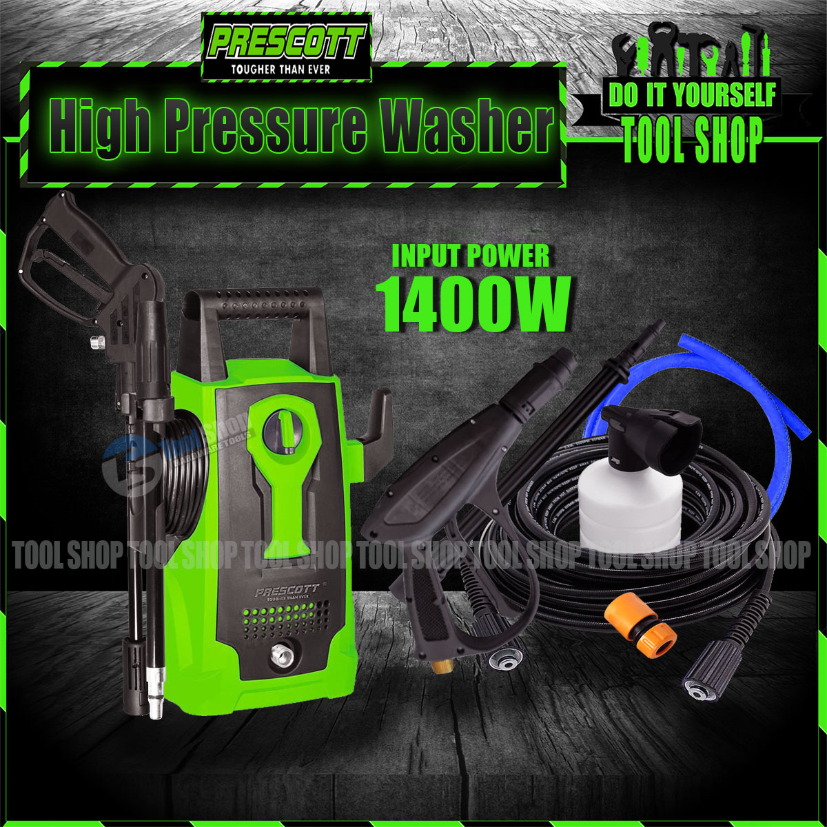 Prescott Prescott High Pressure Washer 1400W with 2 in 1 Function Gu