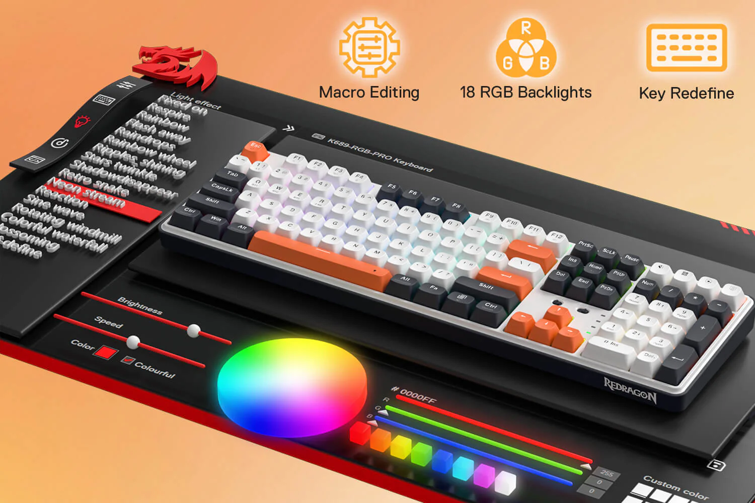 Redragon K689 PRO WYVERN Wireless Gasket RGB Gaming Keyboard with Extra 4 Hotkeys, Upgraded Hot-swappable Socket Round PBT Keycaps, Custom Linear Switch 24 4d4a783c594e9101af3fa0e1ccb02a9e