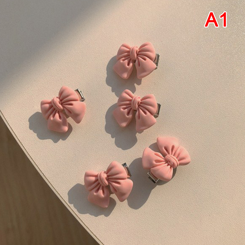 5pcs So Cute Girls Pink Rose Flower Heart Bow Peach Mini Hairpin Set Sweet Hair Braiding Clip