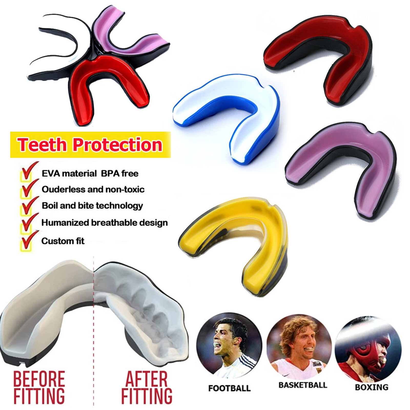 Boxing Mouth Guard with Case | Teeth Protection Gum Shield for Boxing MMA Muay Thai Martial Arts