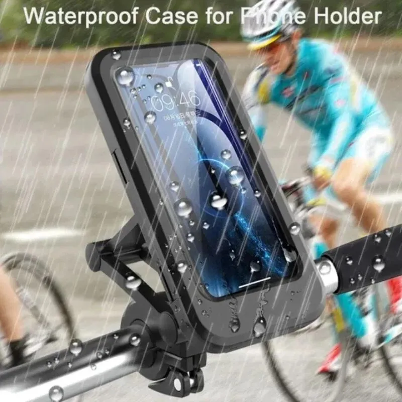 Waterproof Bike Phone Holder 360° Rotation | Universal Handlebar Mobile Mount for Bicycle & Motorcycle | Anti-Shock GPS Phone Stand for Riding, Cycling & Motorbike Accessories