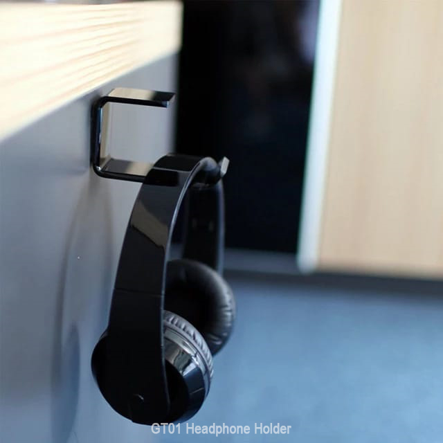 Acrylic Headphone Hanger Wall or Desk Mount Headphone Holder Organizer Transparent Black White