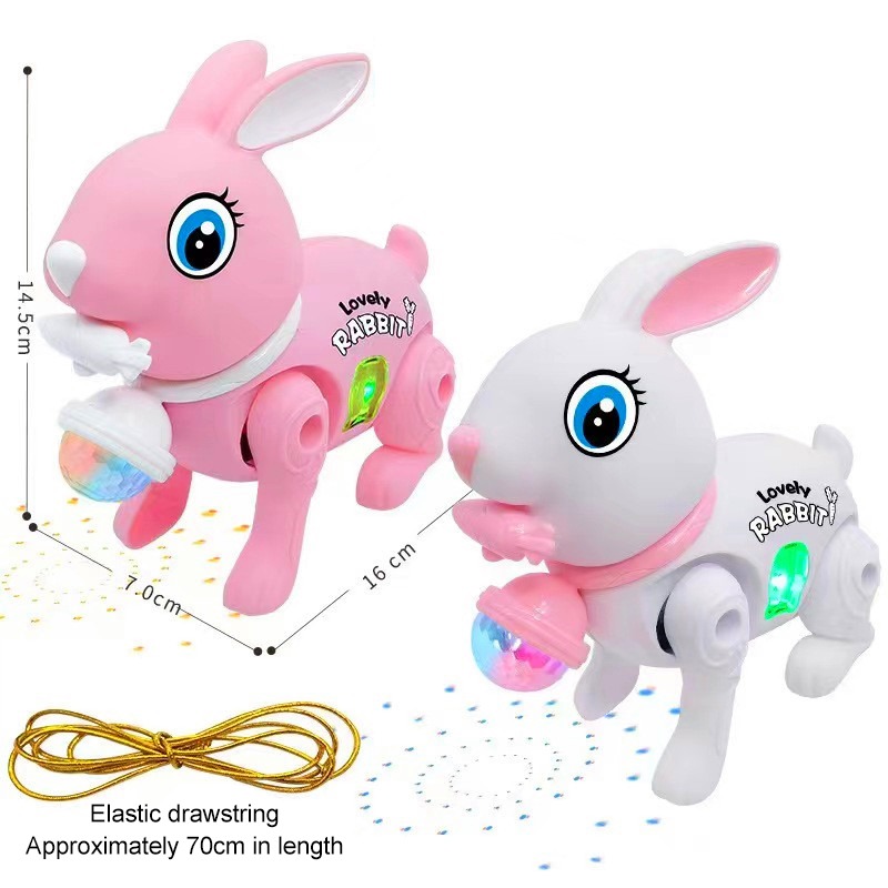 Electric Bunny Rabbit Plush Toy with Music & LED Perfect Birthday Gift for Girls Boys Kids