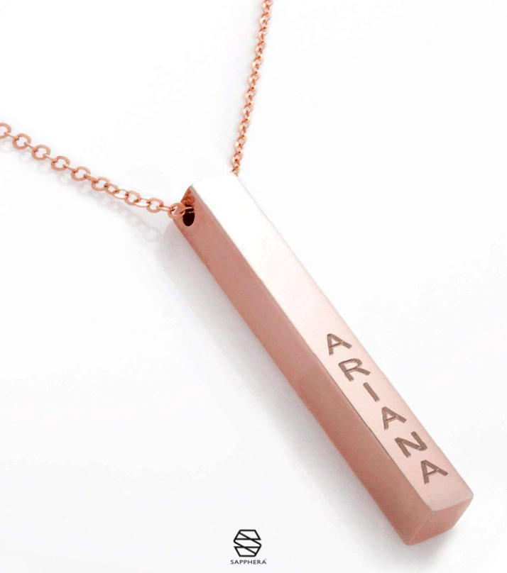 Customized \u200b\u200b\u200b\u200b\u200b3D 4 Sided Bar Necklace 
