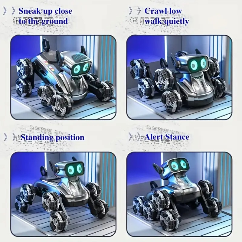 RC Stunt Robot Dog - Rechargeable Remote Control Toy | 360° Flips | Dancing | LED Lights | Best Gift for Kids & Adults (Battery Included)