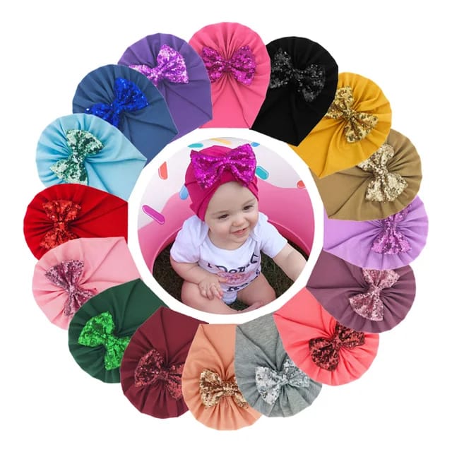 Cute Bows Baby Turban Hat Soft Cotton Kids Baby Girl Boys Hats Beanie Solid Color Newborn Spring Cap Bonnet Headwrap