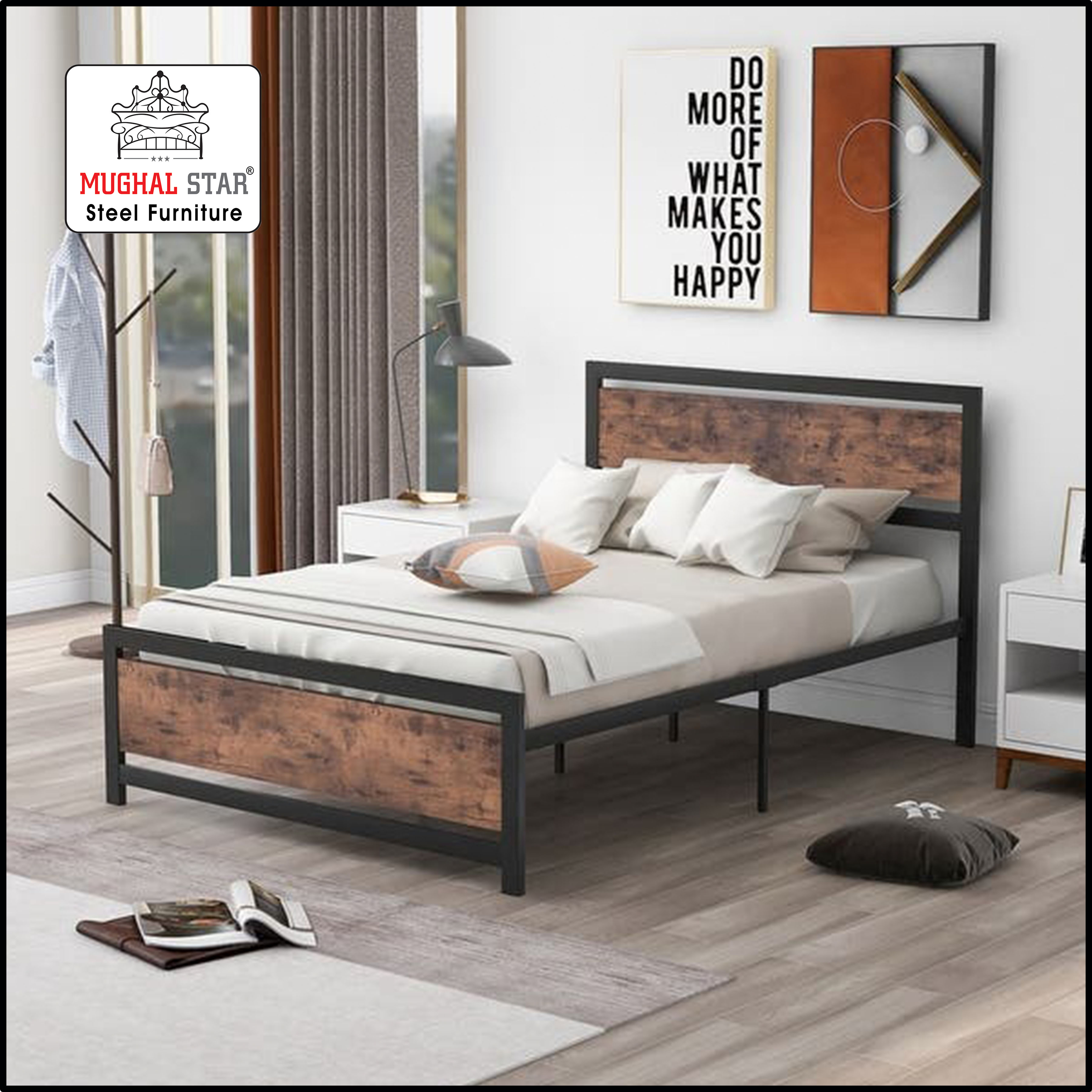 Iron Wood Bed /Iron bed / Metal Bed / Mughal Star Steel Furniture