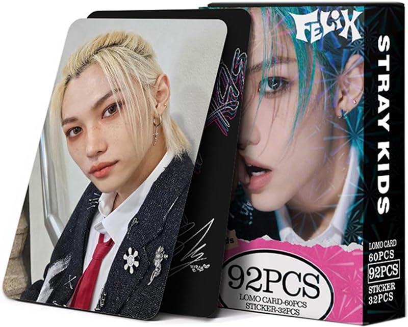 Stray Kids Lot De 92 Cartes Photo Hyun Jin + Autocollants - Merch Kpop Lomo Cards