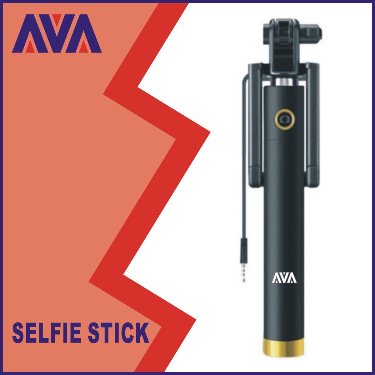 AVA SELFIE STICK MONOPOD FOR SMART PHONES & DIGITAL CAMERAS WEIRED SELFIESTICK WITH AUX FOR MOBILES CAPTURE BIG GROUP SELFIES WITH CAPTURE BUTTON WIRE CONNECTED