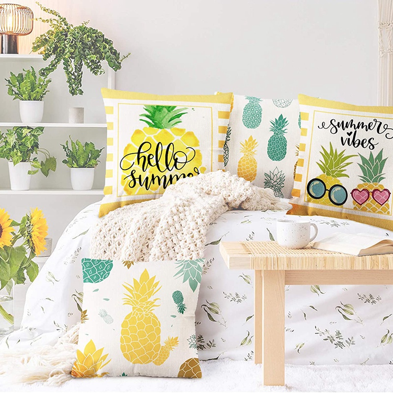 【SALE／79OFF】 Summer Pineapple Throw Pillow Covers 18x18 Set Of 4