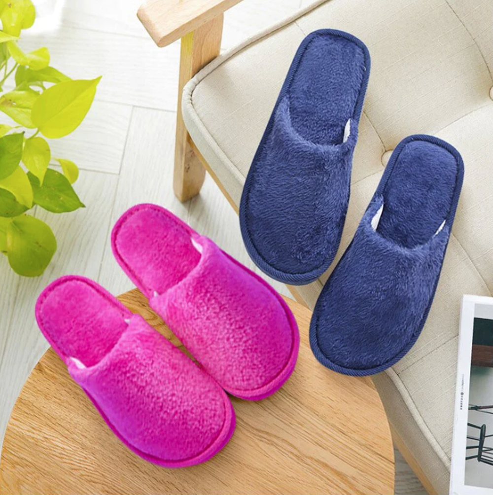 Unisex Cotton Indoor Slippers Anti Slip Soft Spa House Shoes