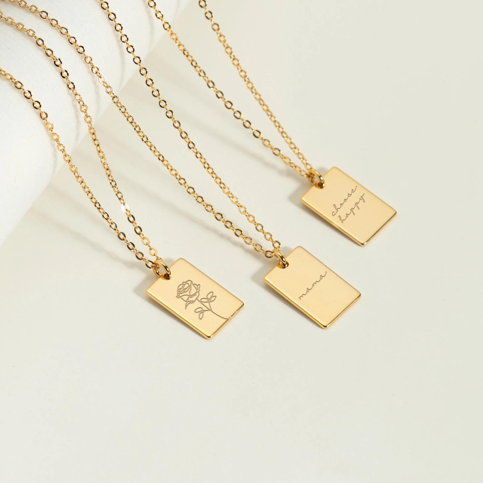 Personalized Rectangle Pendant Necklace, Boxy Pendant, Geometric Necklace, Custom Tag