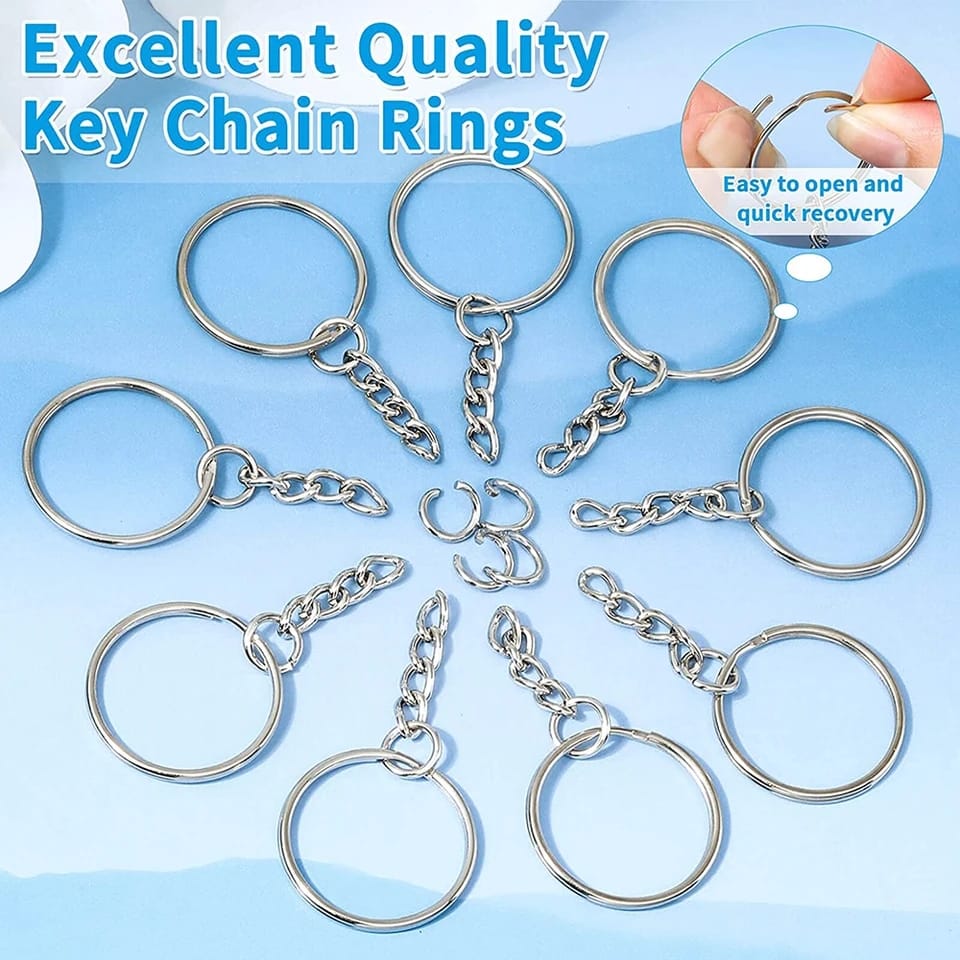 Fine Metal Alloy Key rings Key Chains With Round Split Jump Ring Keyring Keyrings for Keychain Pendants DIY Jewelry Making Accessories
