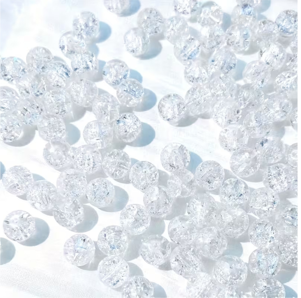 100pcs 8mm Round Glass Crackle Beads – Solid Color Sparkling Spacer Beads for Jewelry Making, DIY Bracelets & Necklaces