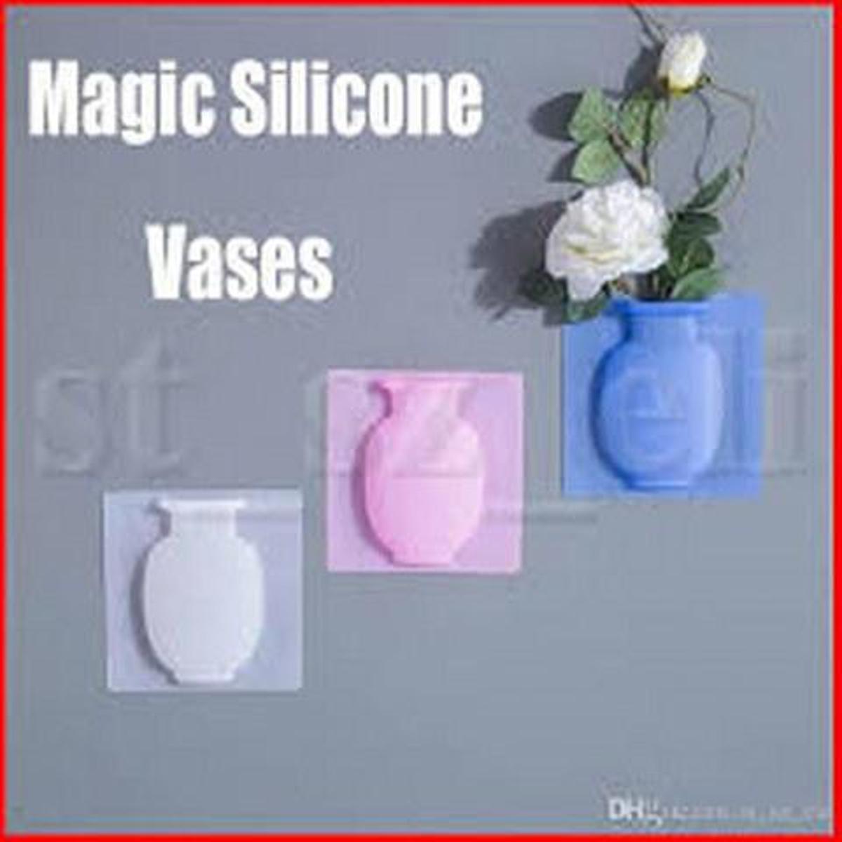Magic Rubber Silicone Sticky Flower wall hanging Vase Container Floret Bottle