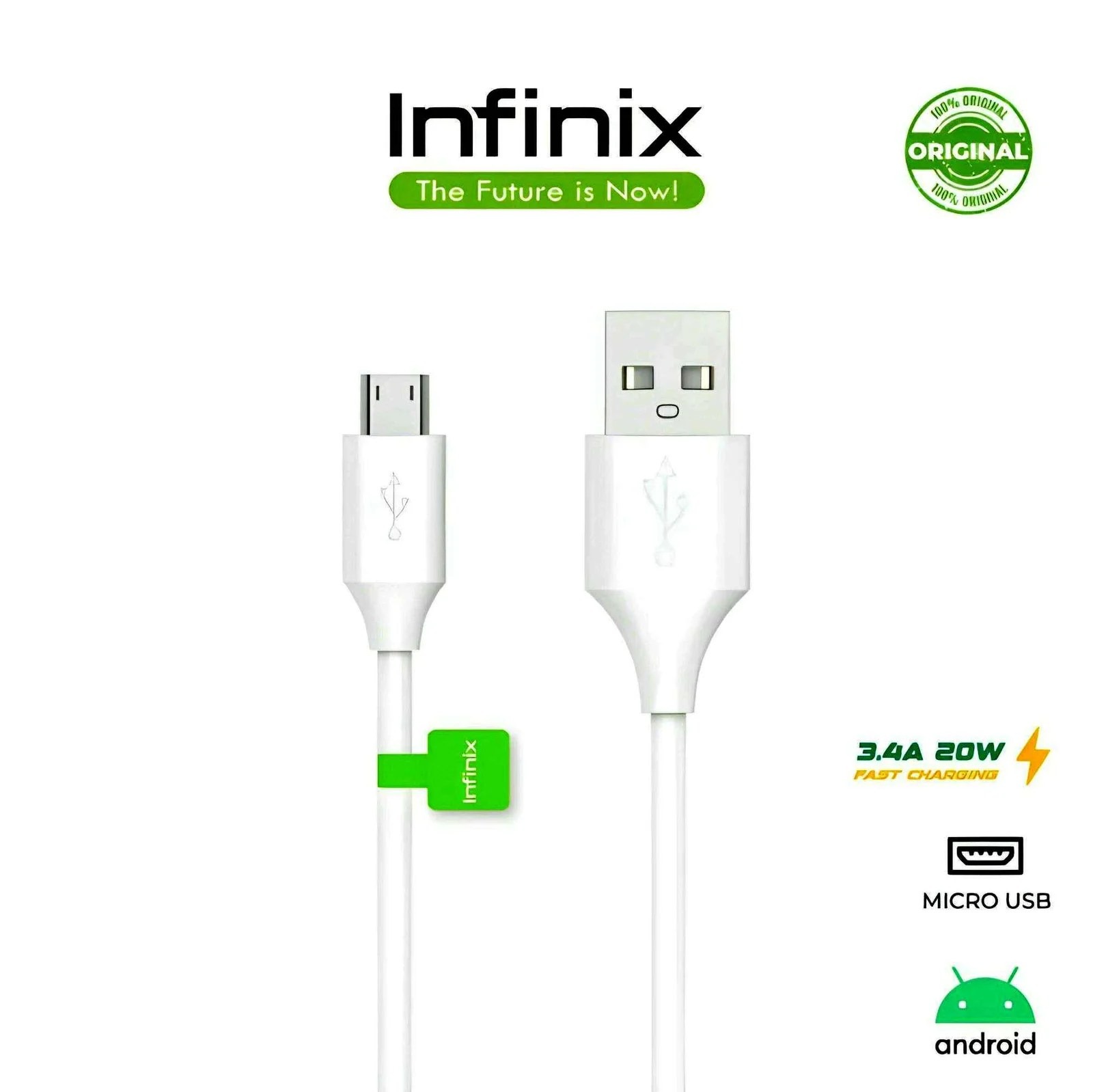 Infinix Original Data Cable Micro USB High-Speed USB Cable - Fast Charging Cable For Android Mobile Phones