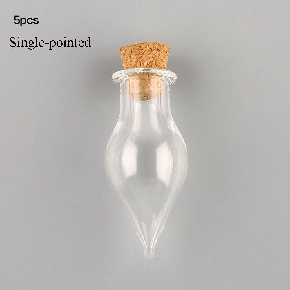 5PCS Mini Glass Bottles Cork Stopper Vials Pendant Wishing Potion Bottles Jars E