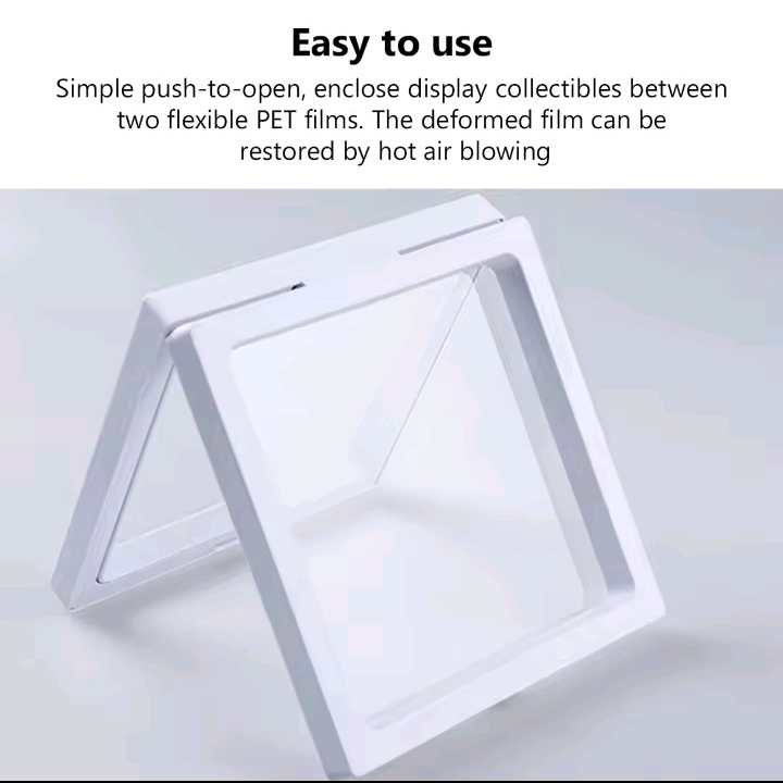 3D Floating Frame Transparent Jewelry Display Box Shadow Case White Perfect for Coins Medals Rings Medallions Tabletop Display