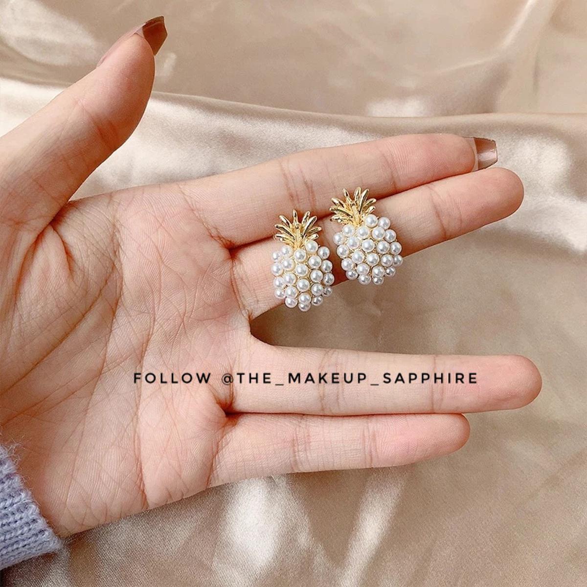 Pineapple Pearl Earrings French Retro High Quality Earrings for Girls Beautiful Stud Earrings For Women