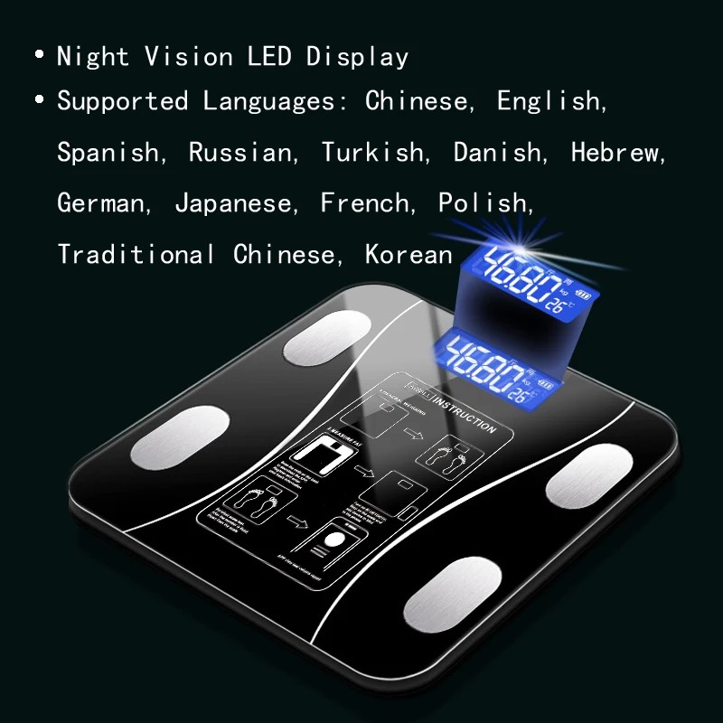 Weight Scale Multi-Functional Human Electronic Scale Home Professional Fat Measurement 180Kg Max Capacity