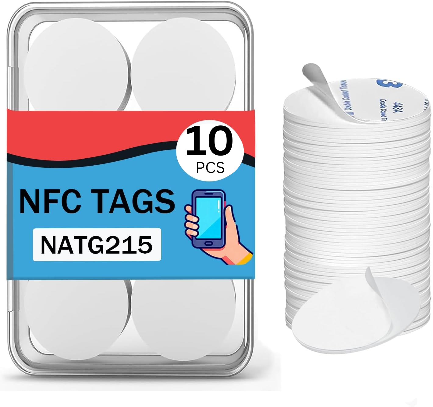 NFC NTAG215 Sticker Tag 504 Bytes Rewritable  NFC  13.56MHz ||  Adhesive Label