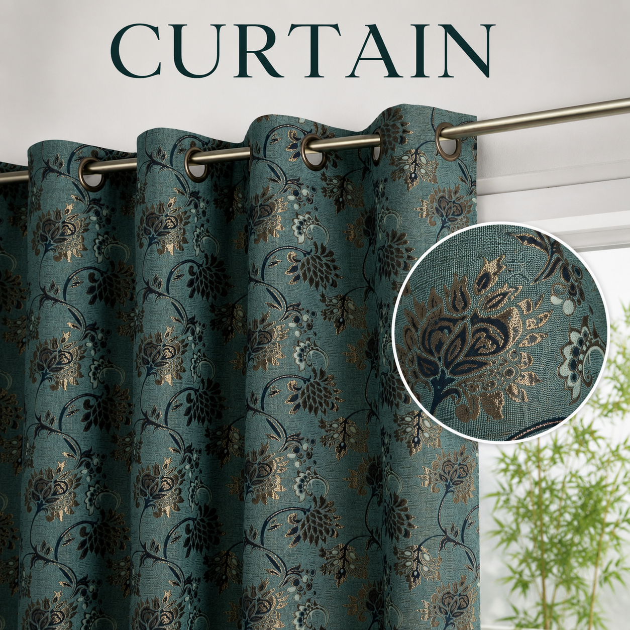 Premium 3D Floral Printed Window & Door Curtain - Modern Room Decor Curtains Panel with Eyelet Rings by Ashrafsons lnn