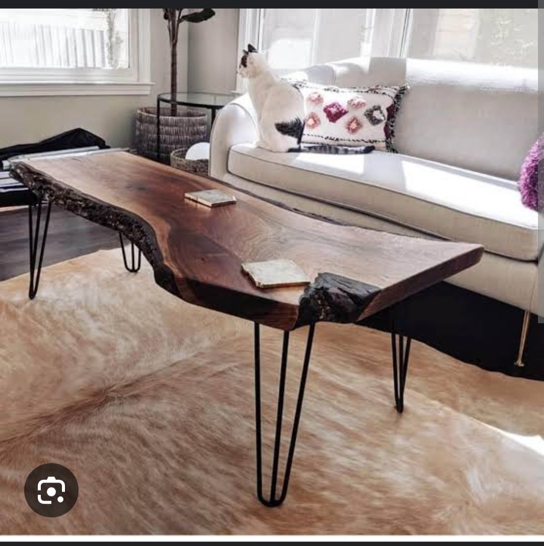 Small Round Side Table | Sofa Side Table & Bedside Table | Natural Live Edge Sheesham Wood | Metal Hairpin Legs | Drawing Room Corner Accent Table | Rustic Handmade Pakistan