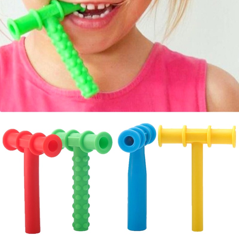 Kids Chewing Tube T-Shape Chewy Teether Baby Oral Motor Chew Tools Tuxtured Auti _KS