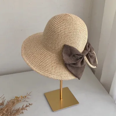 NEW Women's Sun Hat Big Bow Wide Brim Floppy Summer Hats For Women Beach  Panama Straw hat Sun Protection Visor Femme Cap