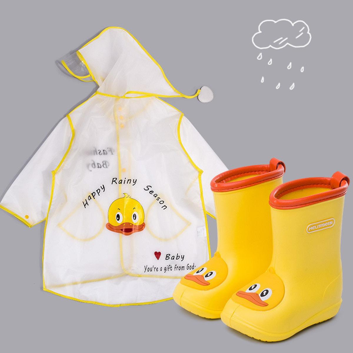 Duck raincoat and shop boots for toddlers