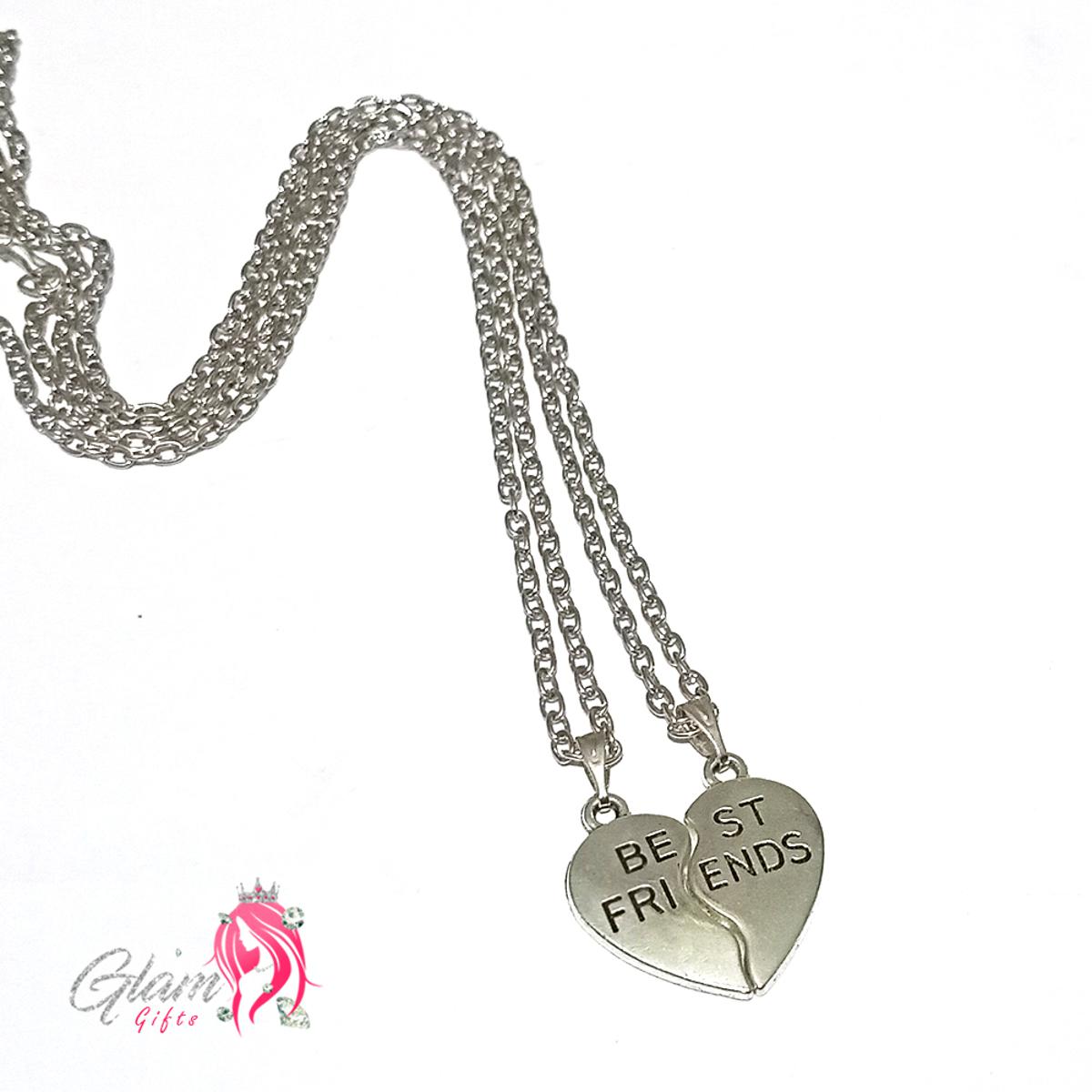 Best Friend Heart Pendant Necklace gift for Friends Couples Pair of Locket with Chains