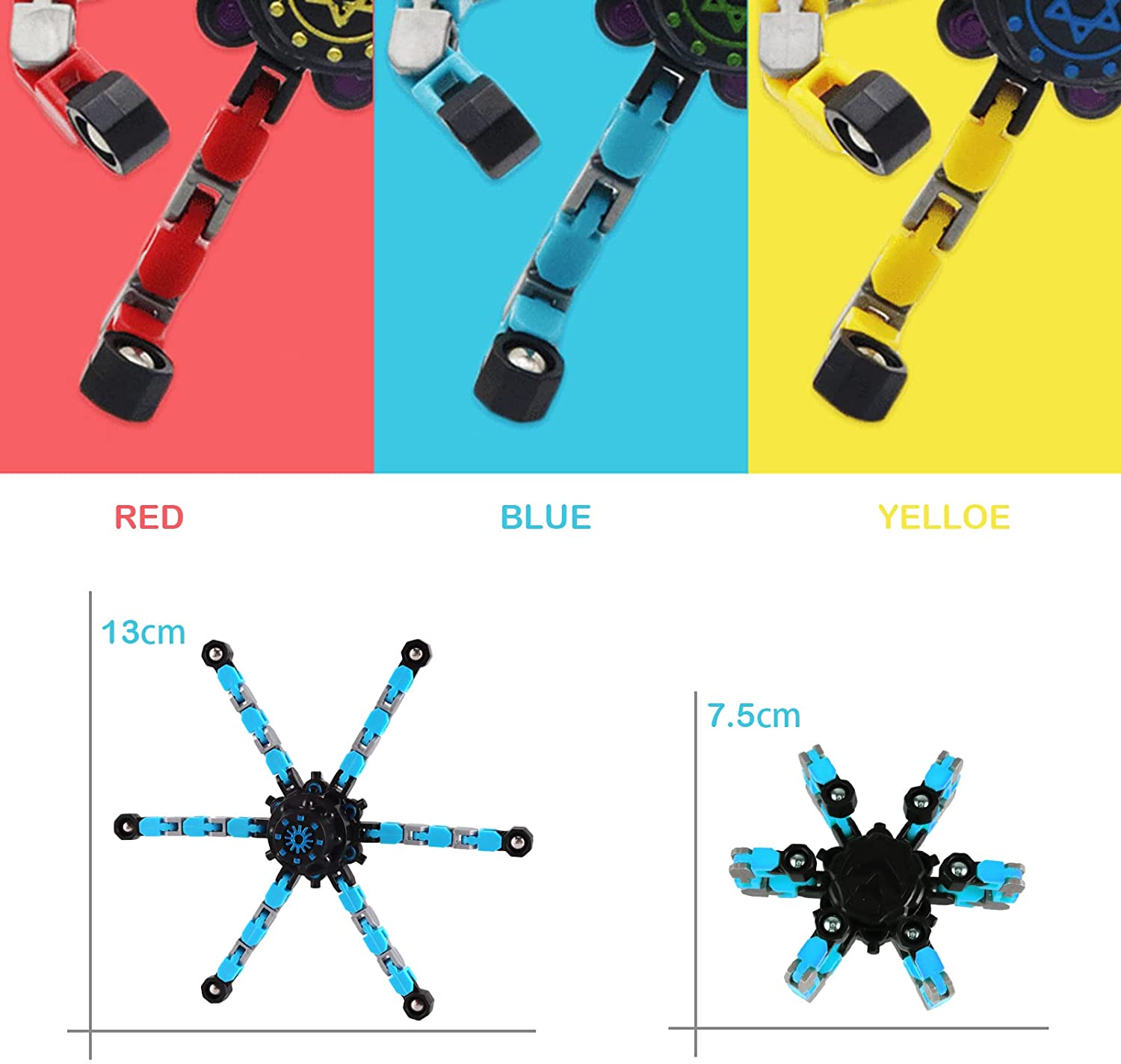 Fingertip Mechanical Top, Gyro Spinning Top Toy, Transformable Creative Chain Mechanical Gyro Robot Toy, Sensory Fidget Toys, Stress Relief and Anti Anxiety Toys for Adult and Kids
