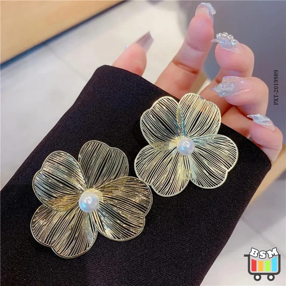 Elegant Earrings Ginkgo Leaf Flower Hollow Out Imitation Pearl Earrings Lucky Gift Jewelry Earrings