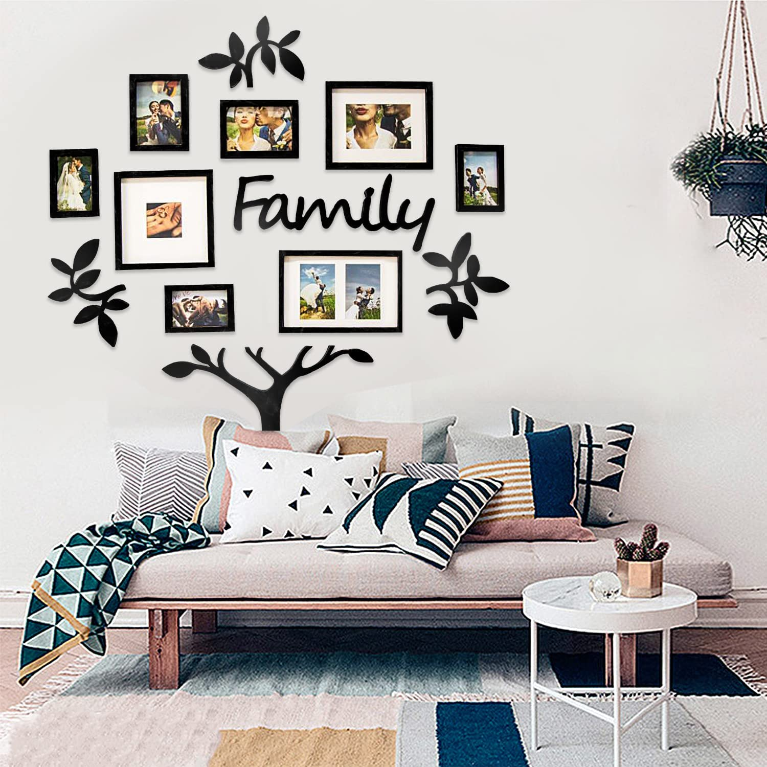3D Wooden Wall Family Tree With Picture Large Size Frames, Wooden Family Tree Photos Frame, Modern - Family Tree with 8 Photo Frame
