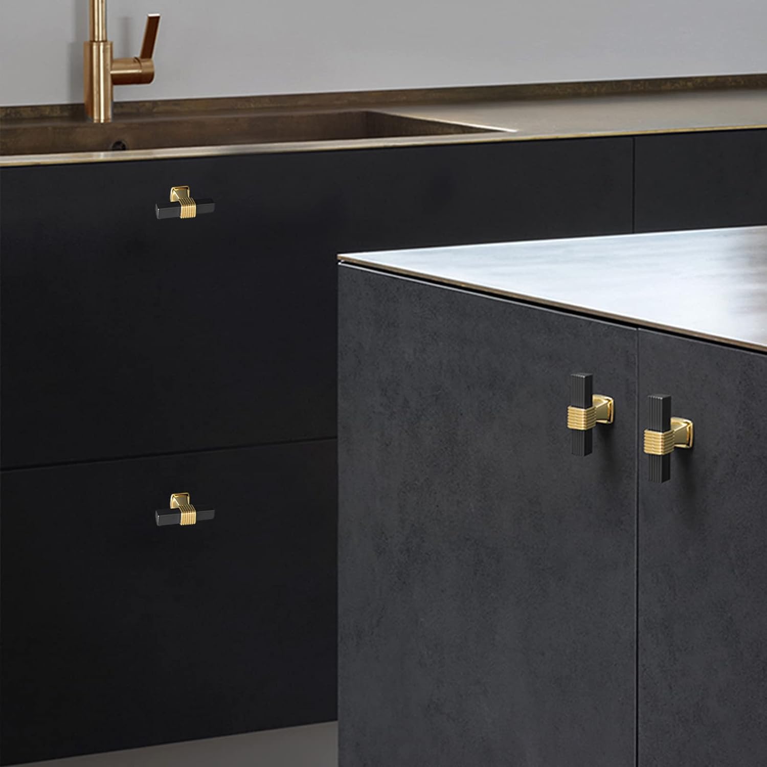 KNOBWELL 25 Pack Black Stainless Steel Cabinet Pulls - 4 Inch Length, 3.5 Inch Hole Spacing, Square Drawer Handles