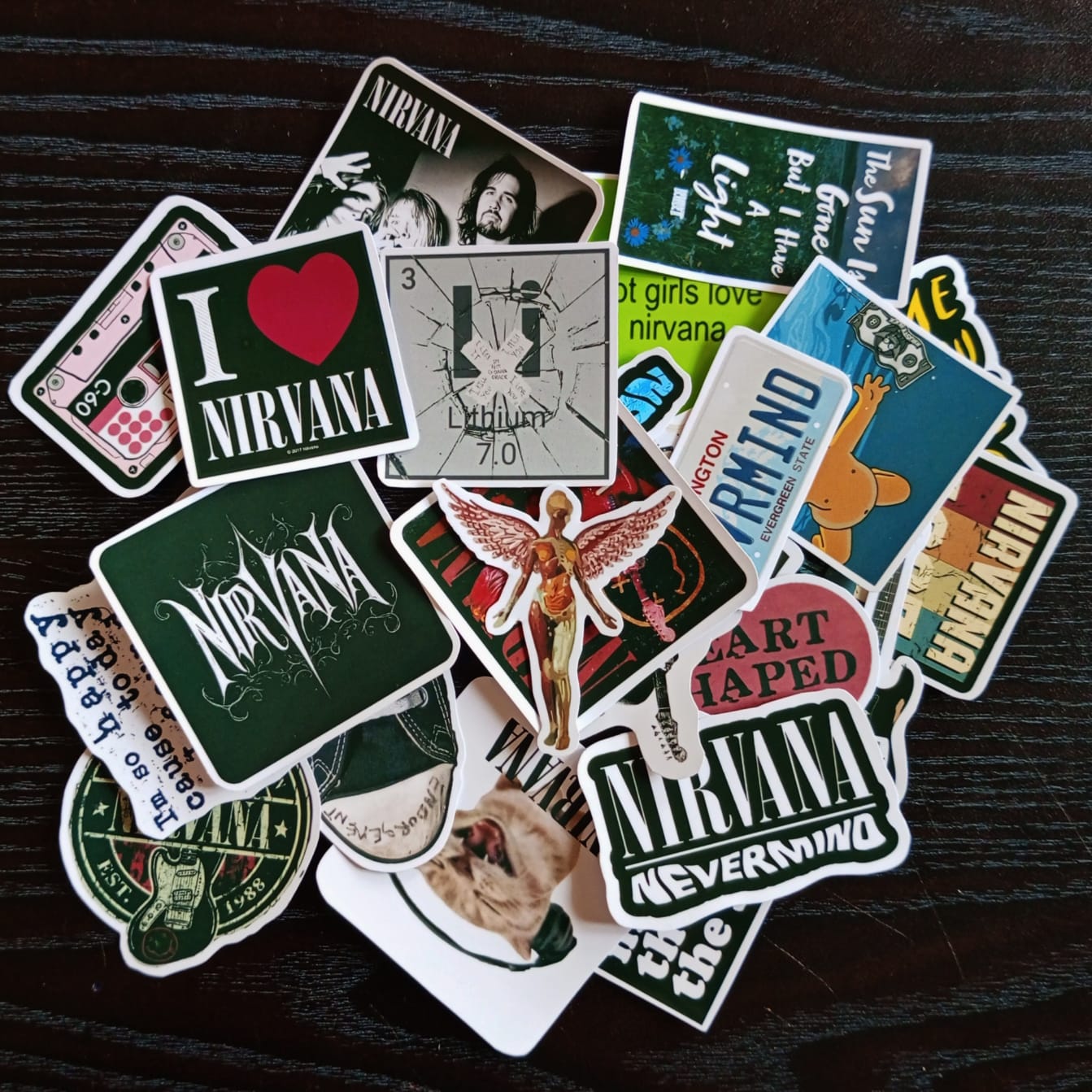 15/25 pcs Nirvana stickers pack | based on Grunge rock aesthetic Kurt Cobain decals best for laptop, guitar, phone, skateboard, scrapbook & journal price in Pakistan